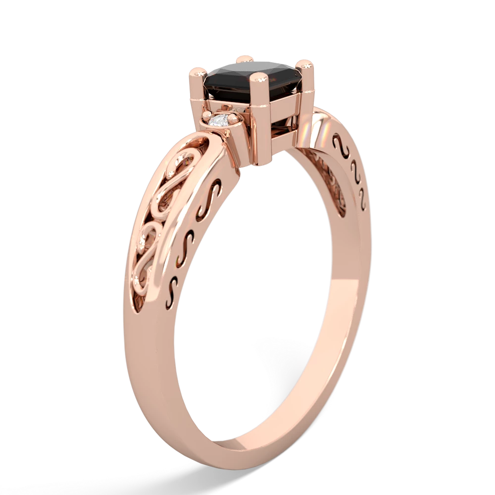 Onyx Filligree Scroll Square 14K Rose Gold ring R2430