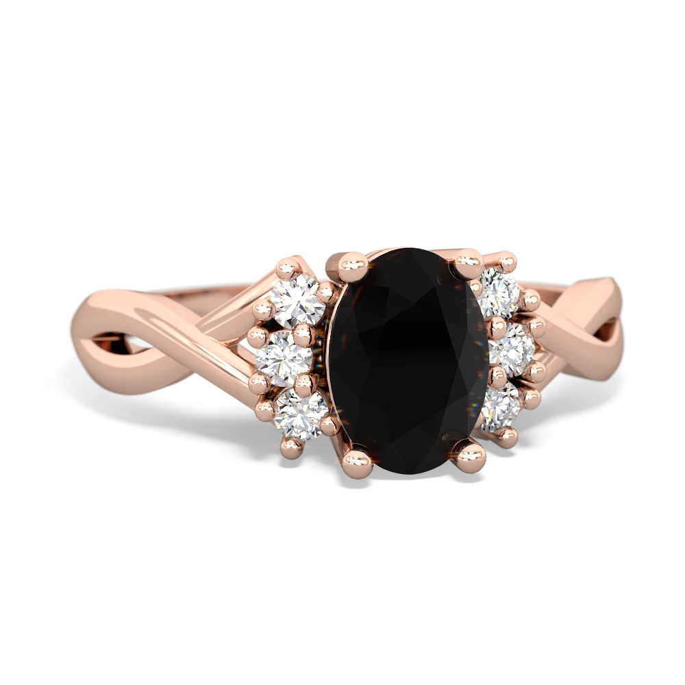 Onyx Victorian Twist 14K Rose Gold ring R2497