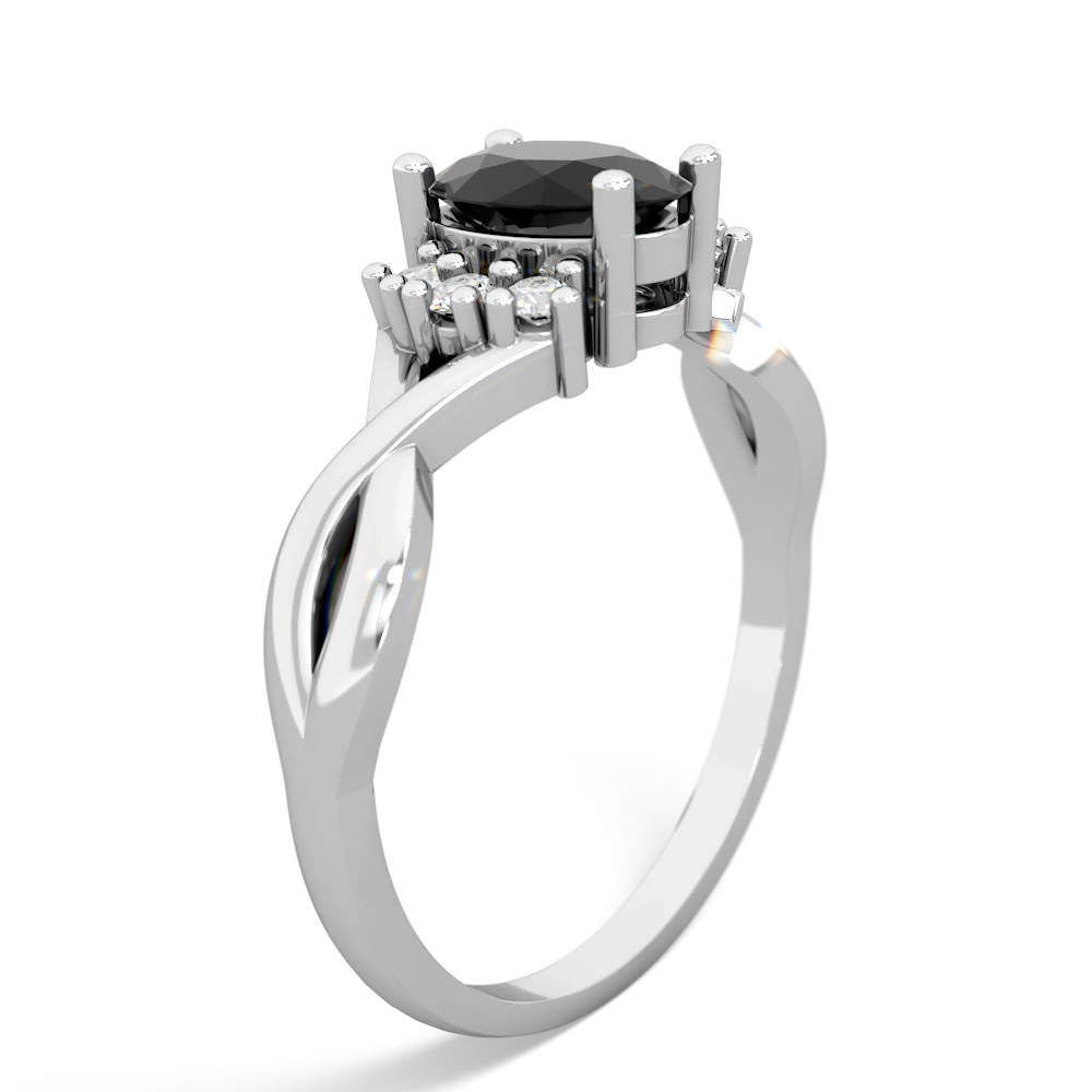 Onyx Victorian Twist 14K White Gold ring R2497