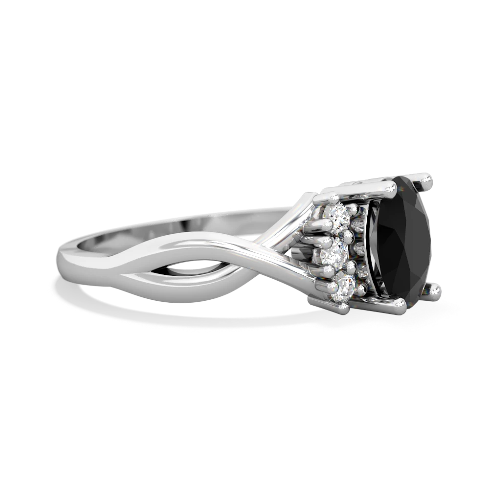 Onyx Victorian Twist 14K White Gold ring R2497