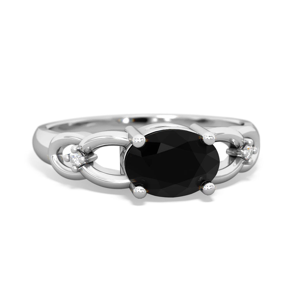 Onyx Links 14K White Gold ring R4032