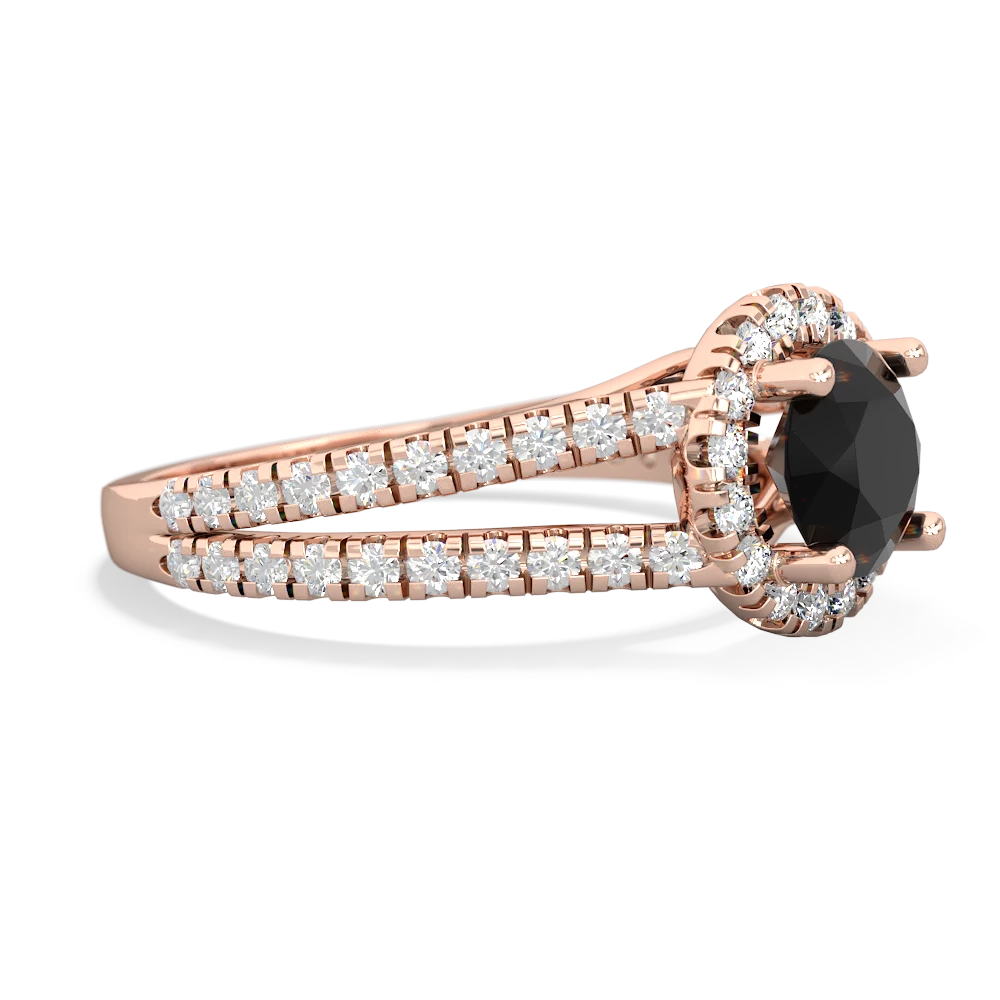 Onyx Pave Halo 14K Rose Gold ring R5490