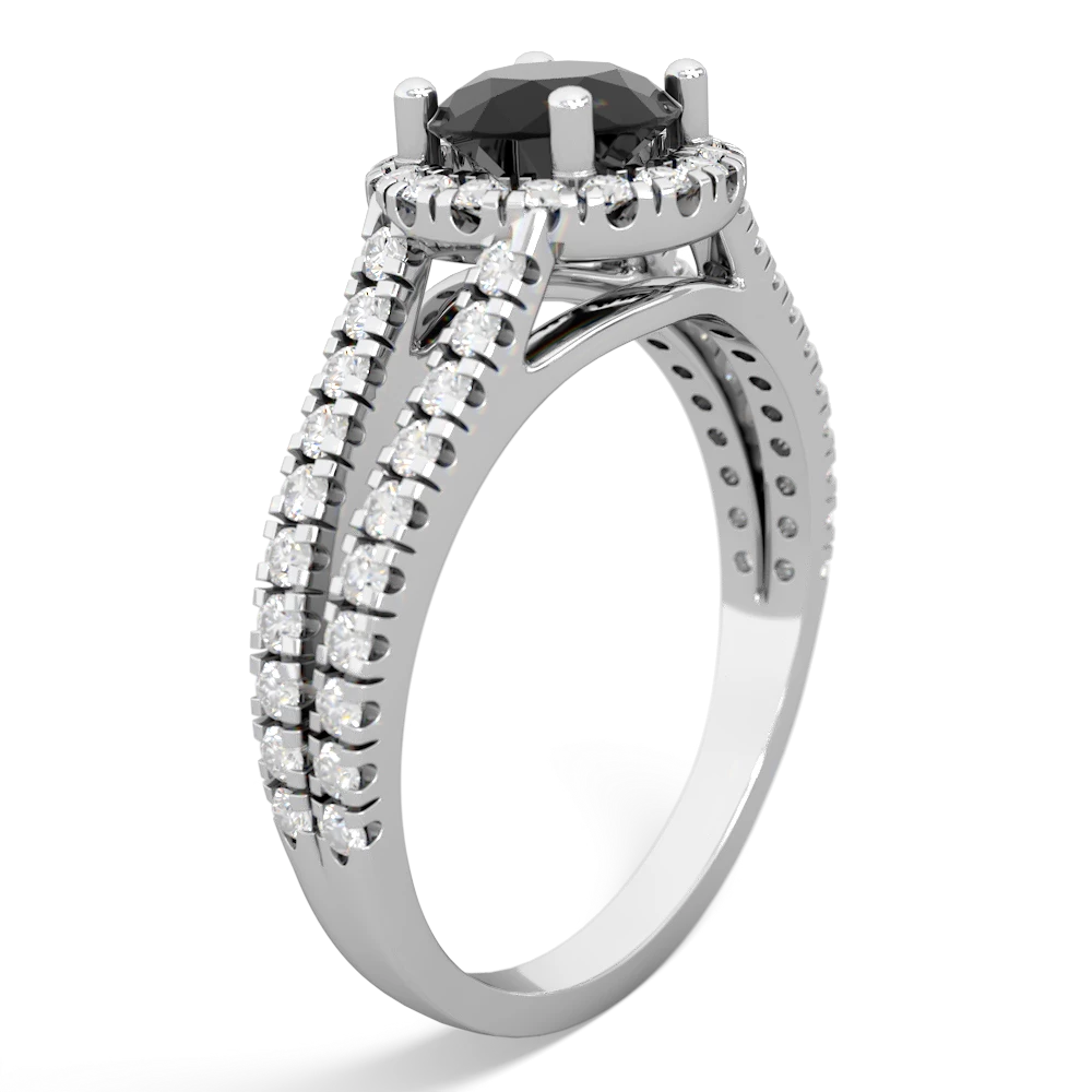 Onyx Pave Halo 14K White Gold ring R5490