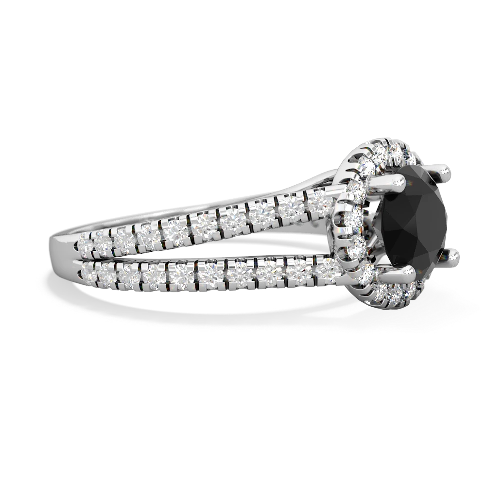 Onyx Pave Halo 14K White Gold ring R5490