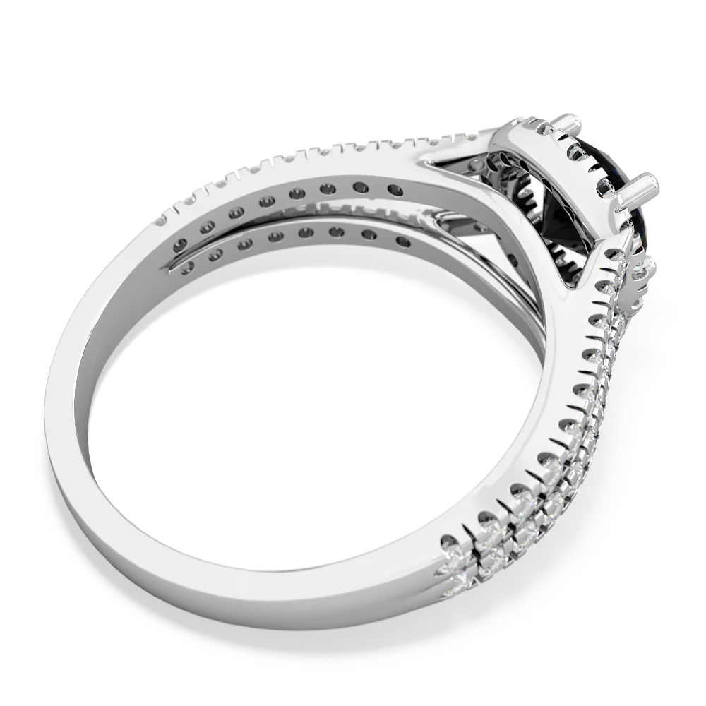 Onyx Pave Halo 14K White Gold ring R5490