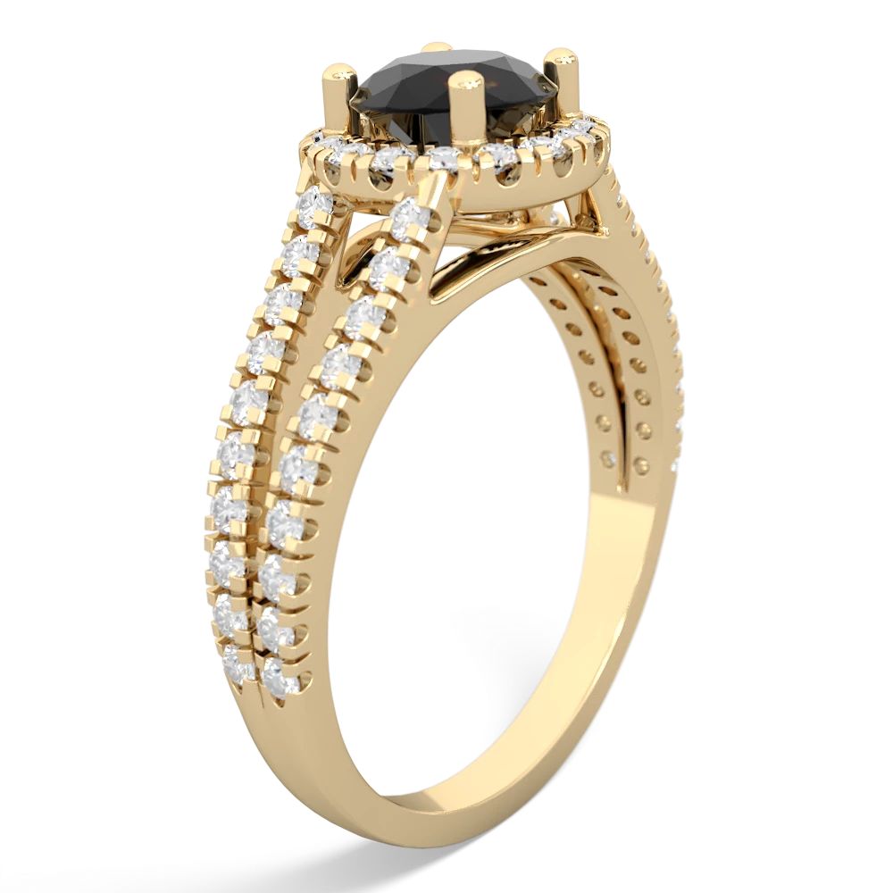 Onyx Pave Halo 14K Yellow Gold ring R5490