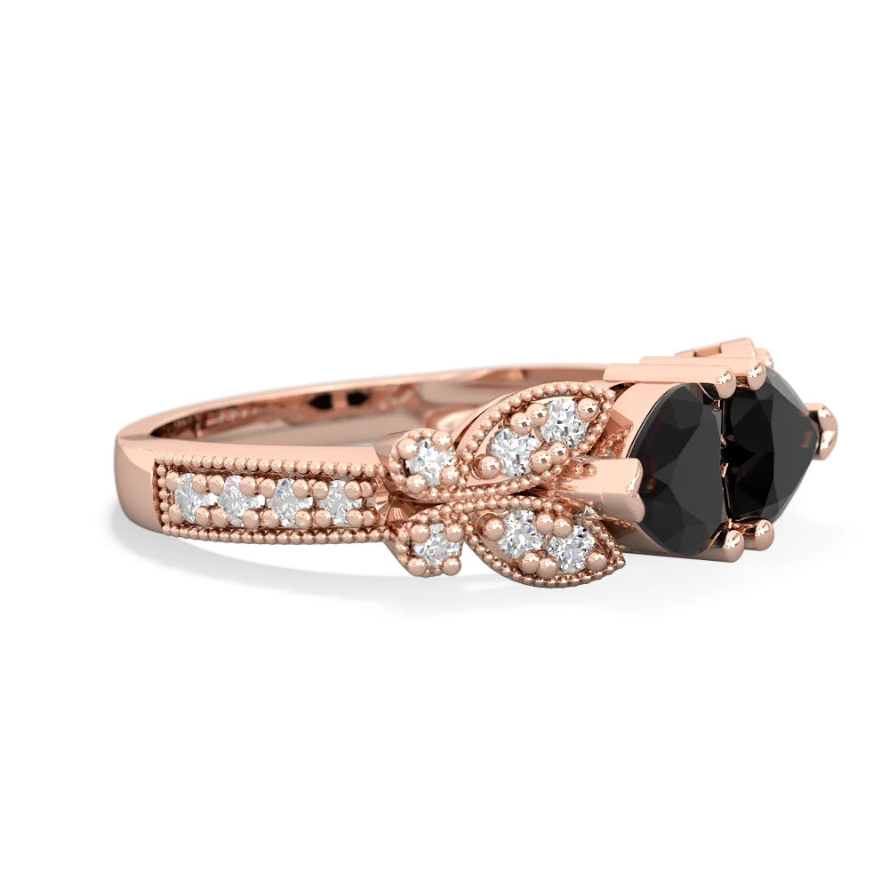 Onyx Diamond Butterflies 14K Rose Gold ring R5601