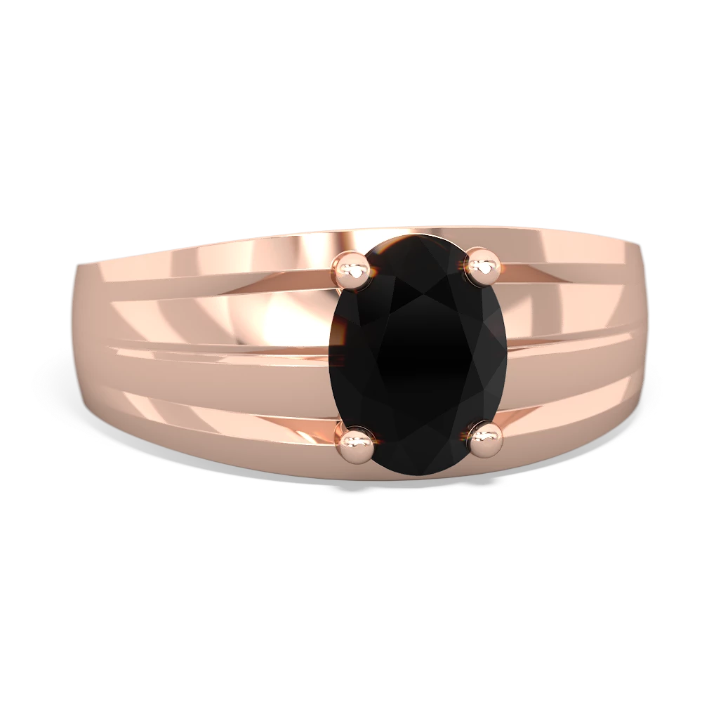 Onyx Men's Two Lane 14K Rose Gold ring R0363