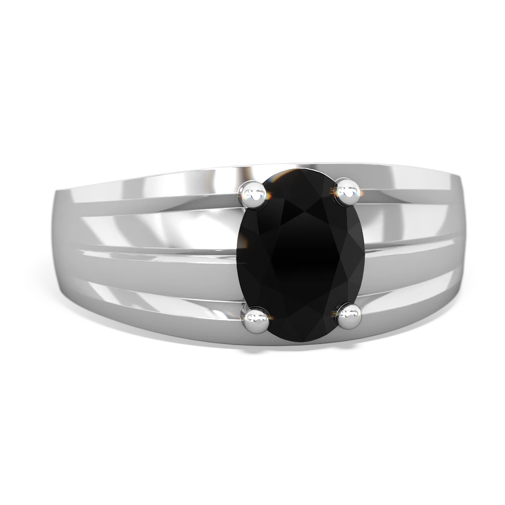 Onyx Men's Two Lane 14K White Gold ring R0363