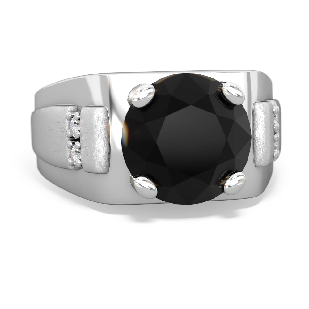 Onyx Men's 9Mm Round 14K White Gold ring R1822