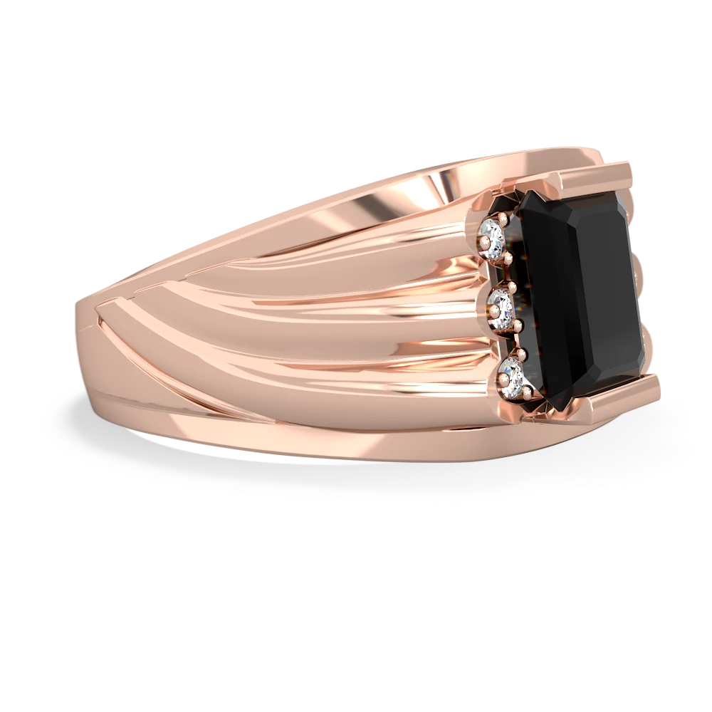 Onyx Men's 9X7mm Emerald-Cut 14K Rose Gold ring R1835