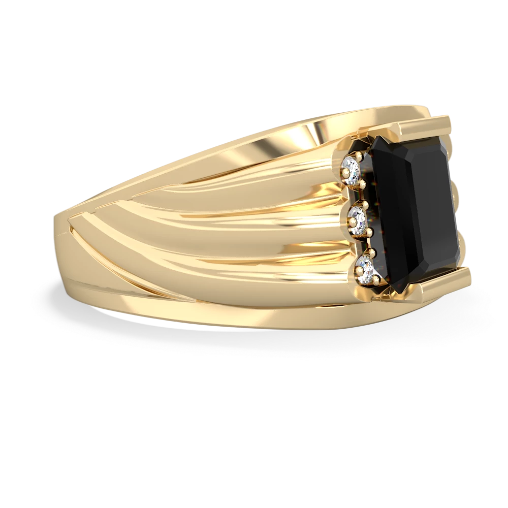 Onyx Men's 9X7mm Emerald-Cut 14K Yellow Gold ring R1835