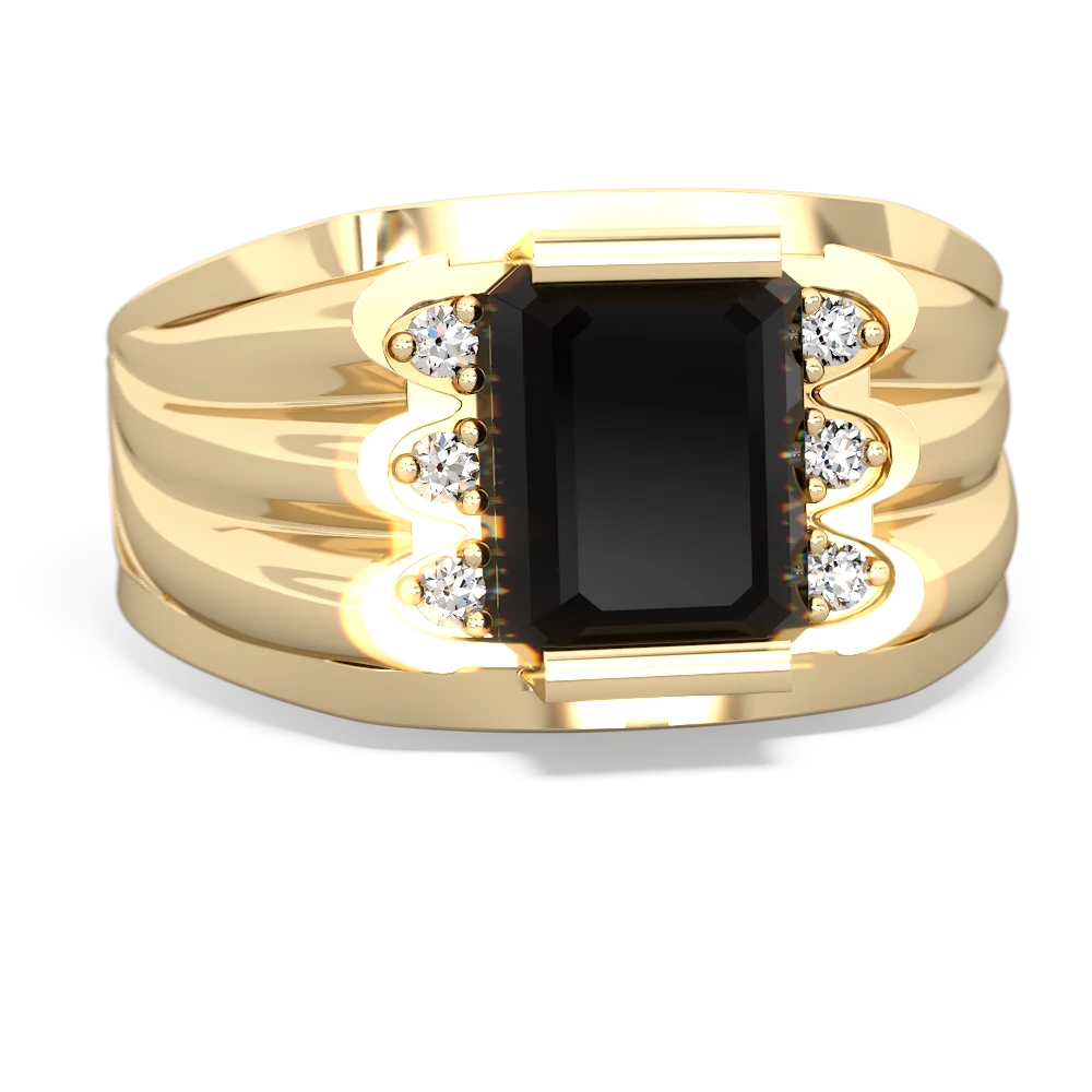 Onyx Men's 9X7mm Emerald-Cut 14K Yellow Gold ring R1835