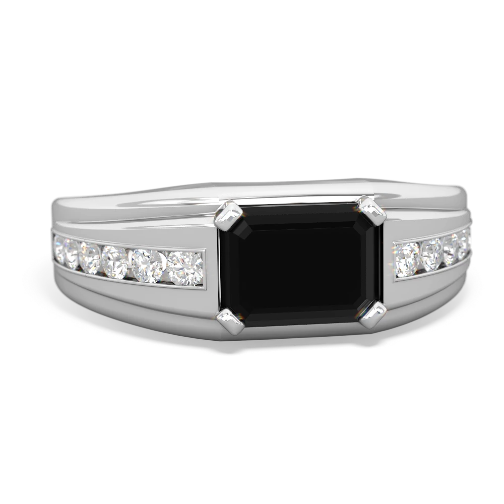 Onyx Men's Diamond Channel 14K White Gold ring R0500