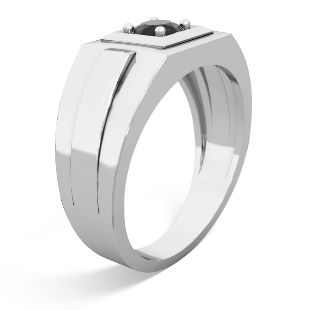 Onyx Men's Squared Circle 14K White Gold ring R0480