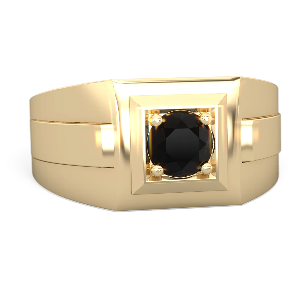 Onyx Men's Squared Circle 14K Yellow Gold ring R0480