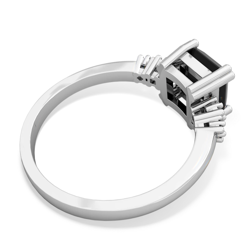Onyx Art Deco Princess 14K White Gold ring R2014