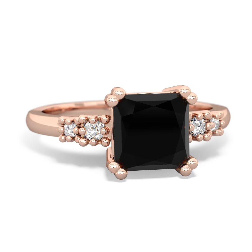 Onyx Art Deco Princess 14K Rose Gold ring R2014