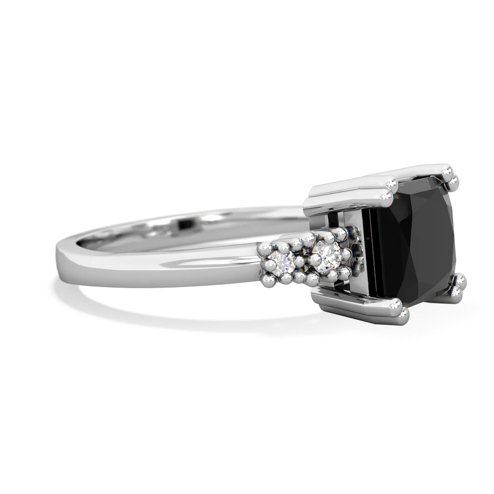 Onyx Art Deco Princess 14K White Gold ring R2014