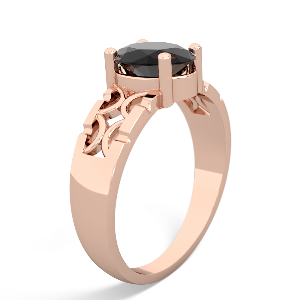 Onyx Art Deco Filigree 14K Rose Gold ring R2322