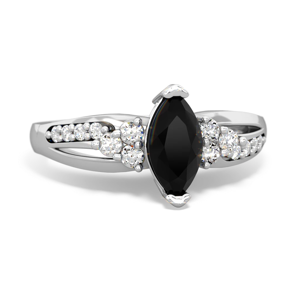 Onyx Royal Marquise 14K White Gold ring R2343