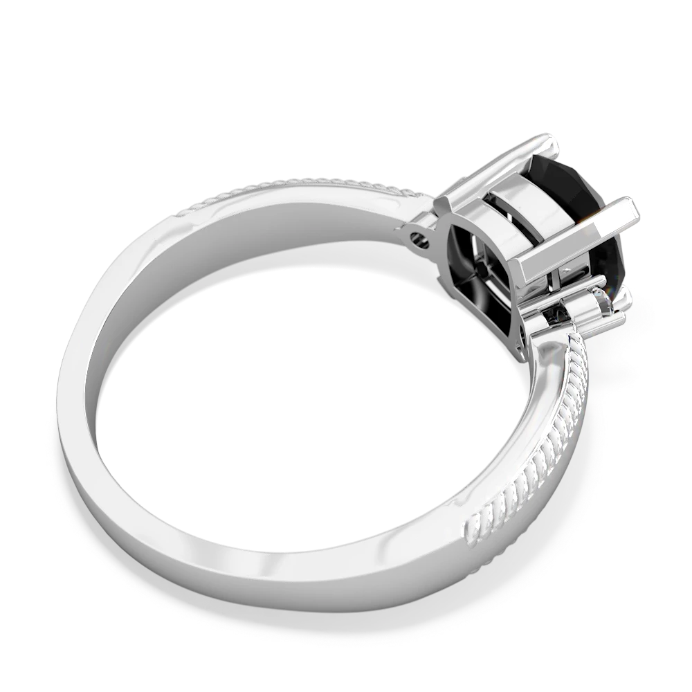 Onyx Cushion Rope 14K White Gold ring R2484