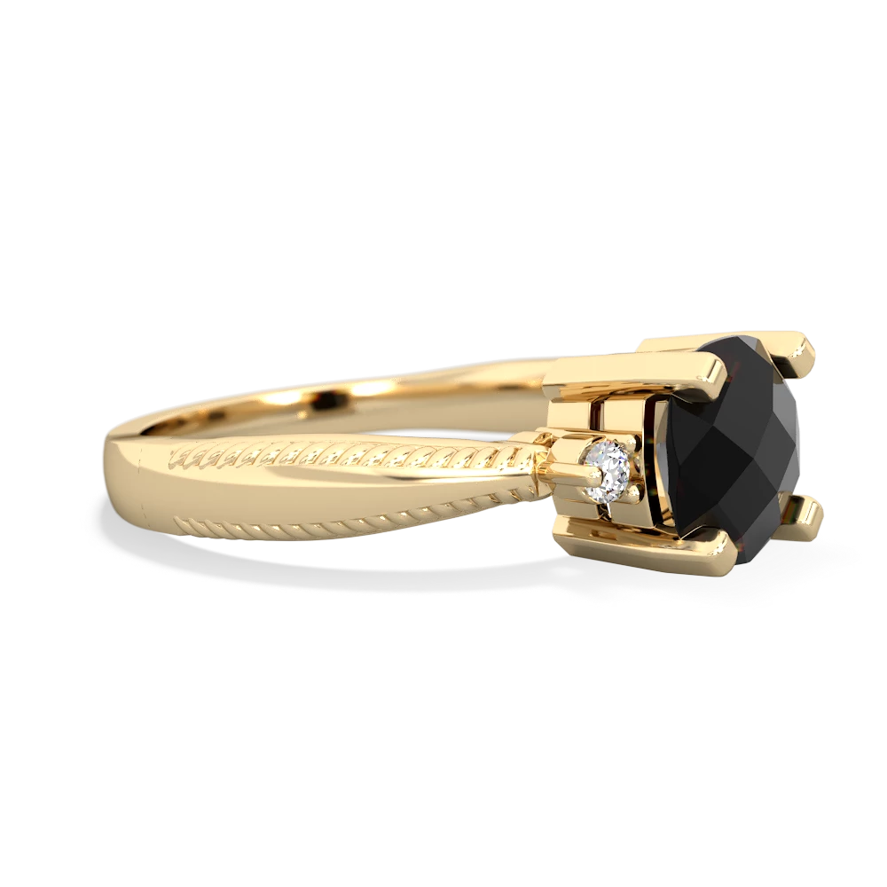 Onyx Cushion Rope 14K Yellow Gold ring R2484