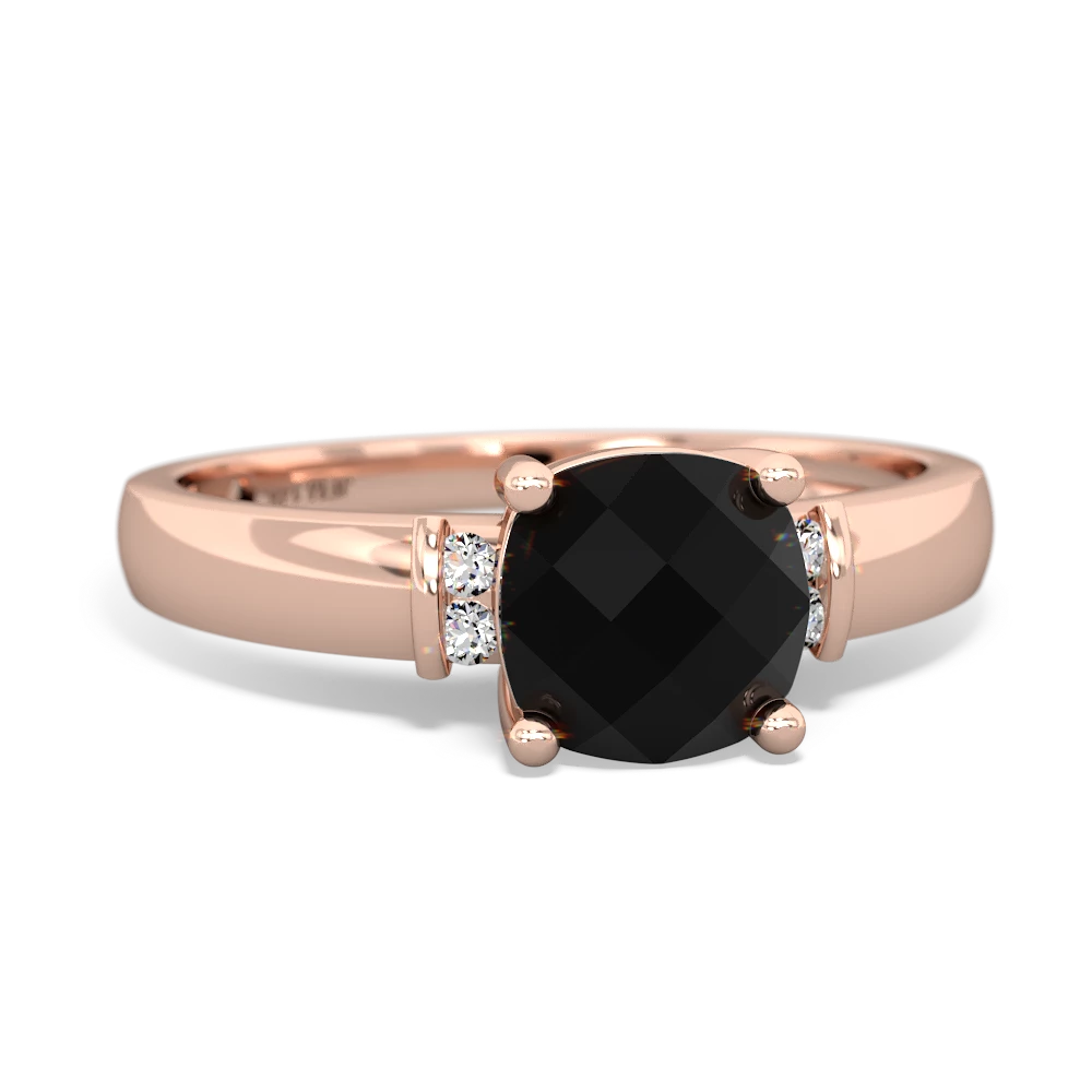 Onyx Simply Elegant Cushion 14K Rose Gold ring R2489