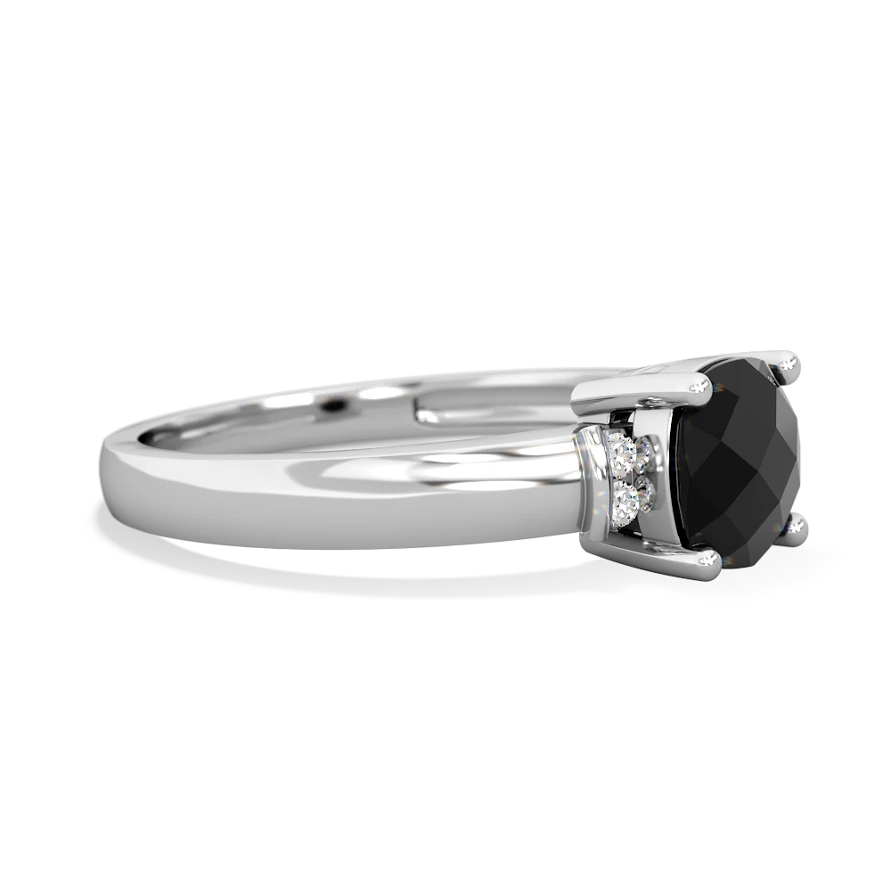 Onyx Simply Elegant Cushion 14K White Gold ring R2489