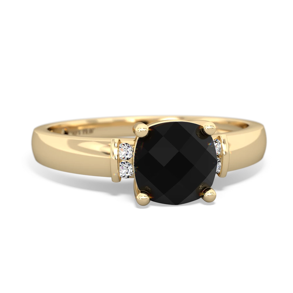 Onyx Simply Elegant Cushion 14K Yellow Gold ring R2489