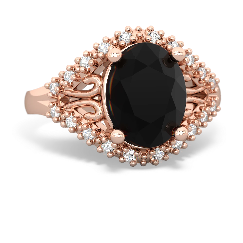 Onyx Antique Style Cocktail 14K Rose Gold ring R2564