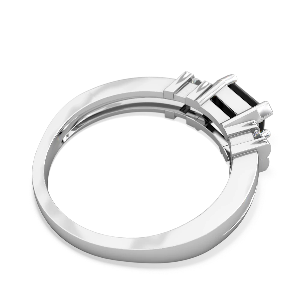 Onyx Art Deco East-West 14K White Gold ring R2590