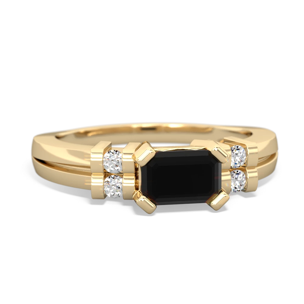 Onyx Art Deco East-West 14K Yellow Gold ring R2590