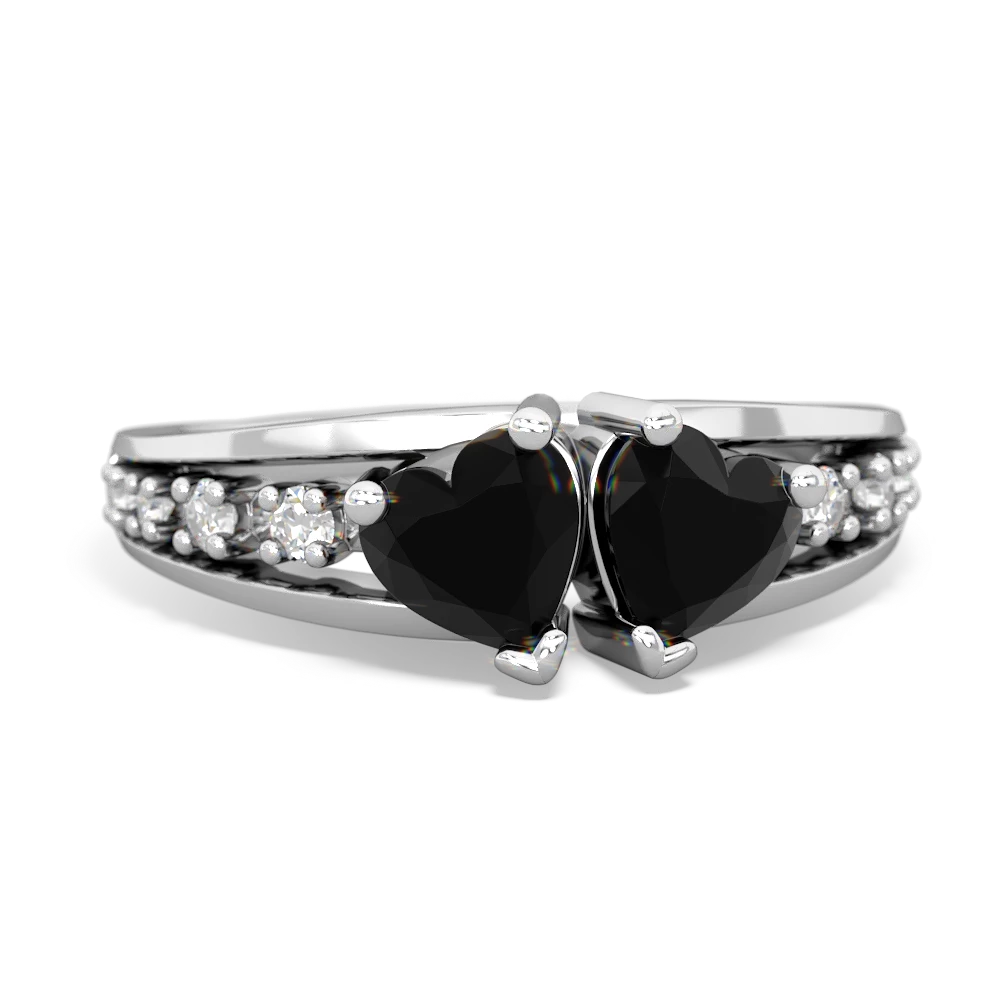 Onyx Heart To Heart 14K White Gold ring R3342