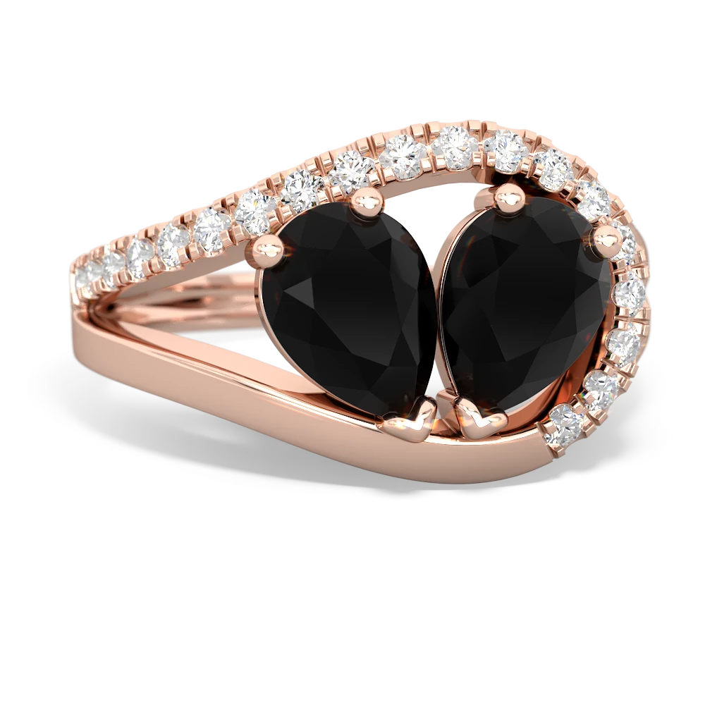 Onyx Nestled Heart Keepsake 14K Rose Gold ring R5650