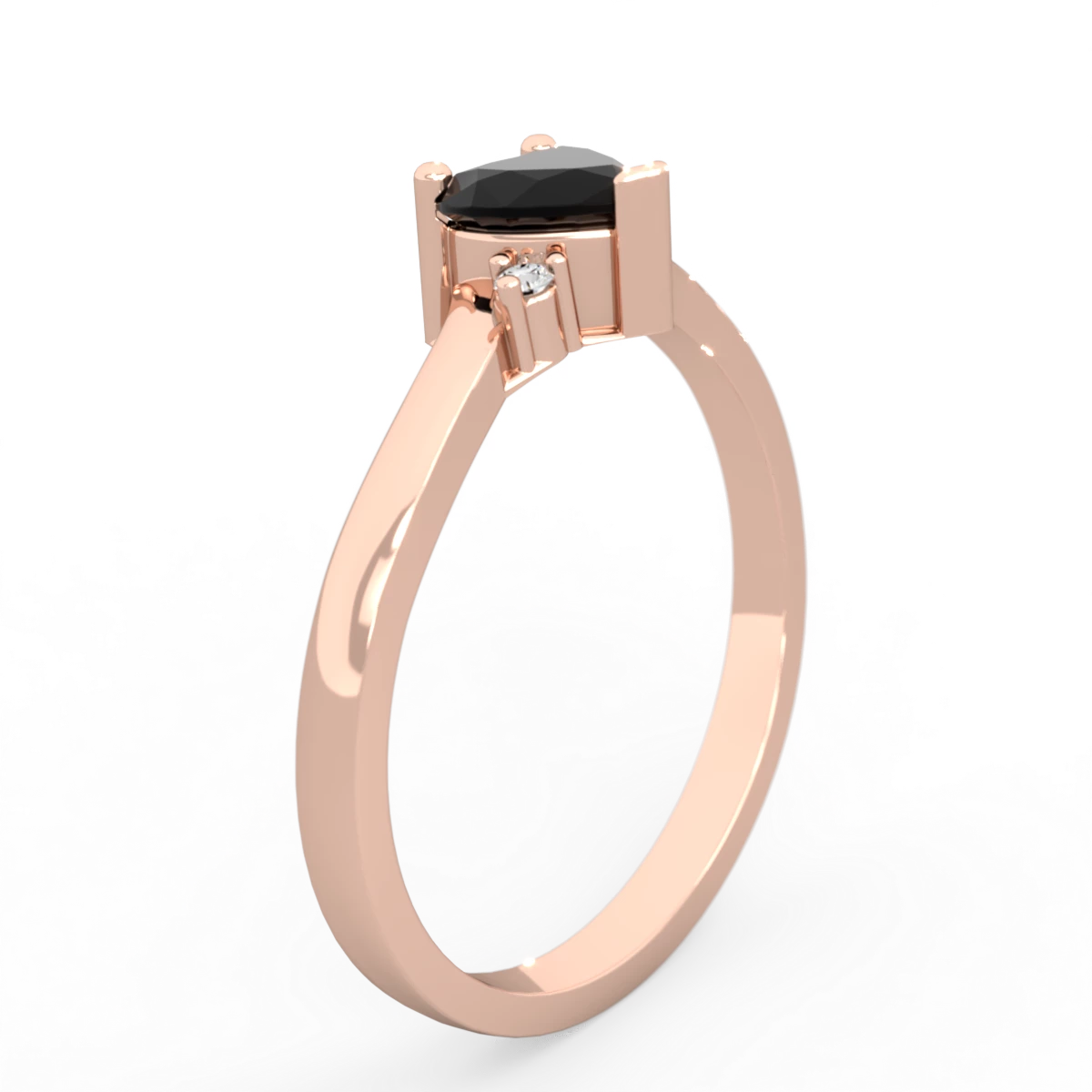 Onyx Delicate Heart 14K Rose Gold ring R0203