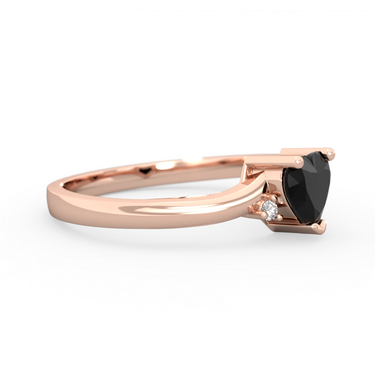 Onyx Delicate Heart 14K Rose Gold ring R0203