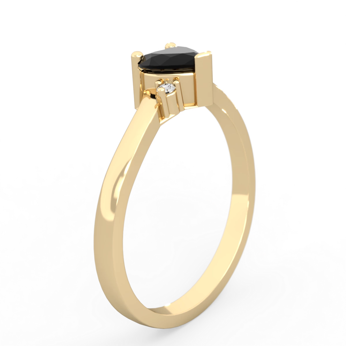 Onyx Delicate Heart 14K Yellow Gold ring R0203