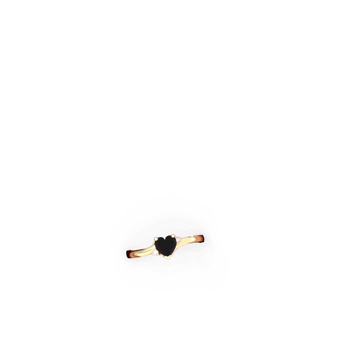 Onyx Delicate Heart 14K Yellow Gold ring R0203