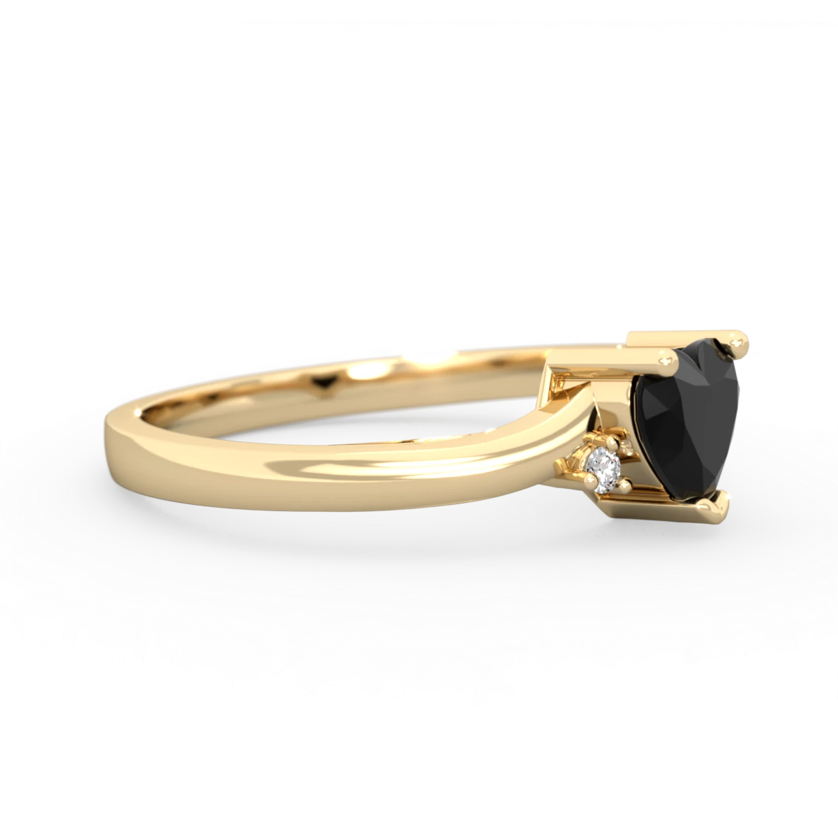 Onyx Delicate Heart 14K Yellow Gold ring R0203