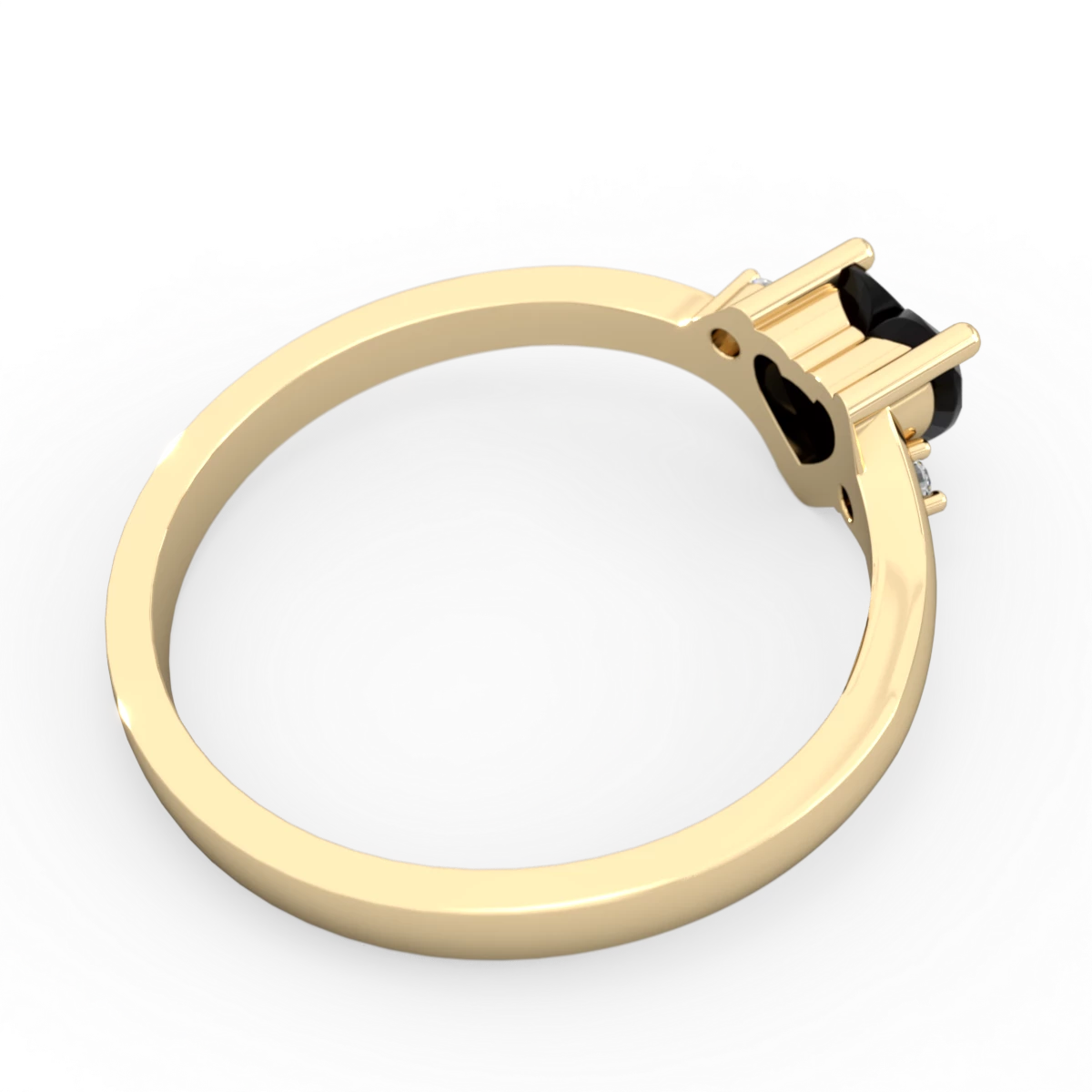 Onyx Delicate Heart 14K Yellow Gold ring R0203