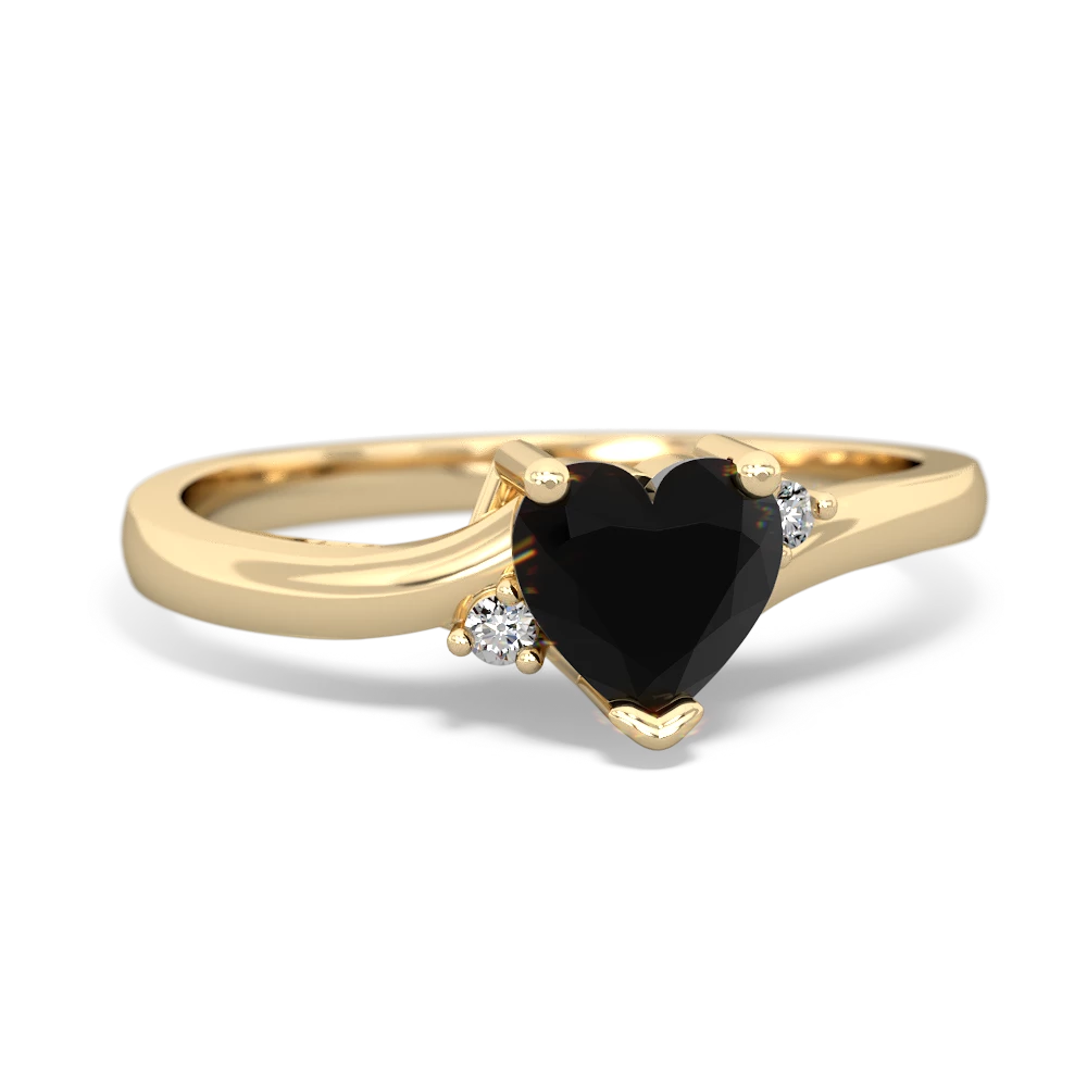 Onyx Delicate Heart 14K Yellow Gold ring R0203