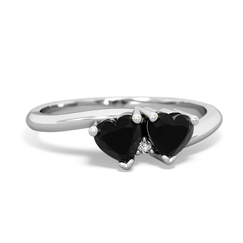 Onyx Sweethearts 14K White Gold ring R5260