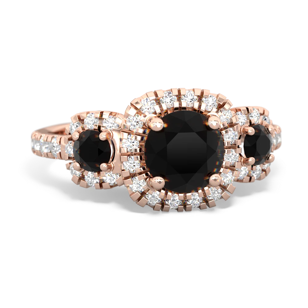 Onyx Regal Halo ring 14K Rose Gold JewelsForMe