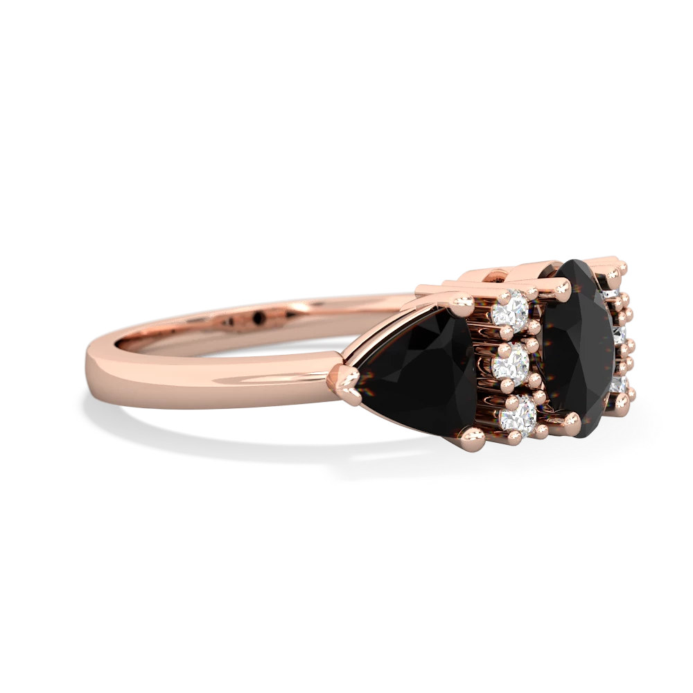 Onyx Antique Style Three Stone 14K Rose Gold ring R2186