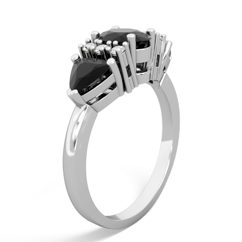 Onyx Antique Style Three Stone 14K White Gold ring R2186