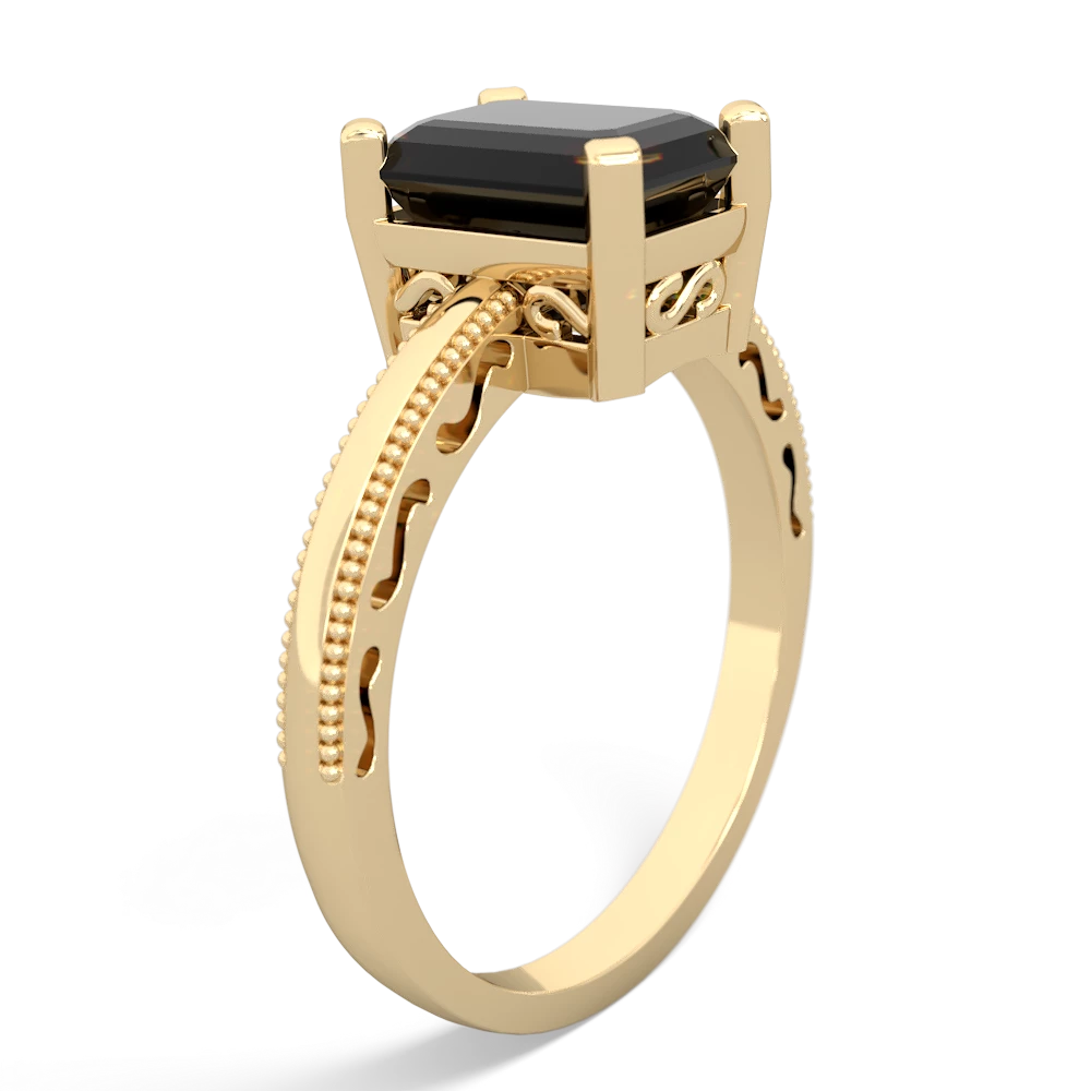 Onyx Milgrain Scroll 14K Yellow Gold ring R2338