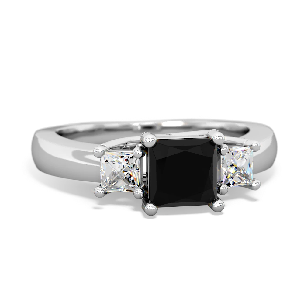 Onyx Three Stone Trellis 14K White Gold ring R4015