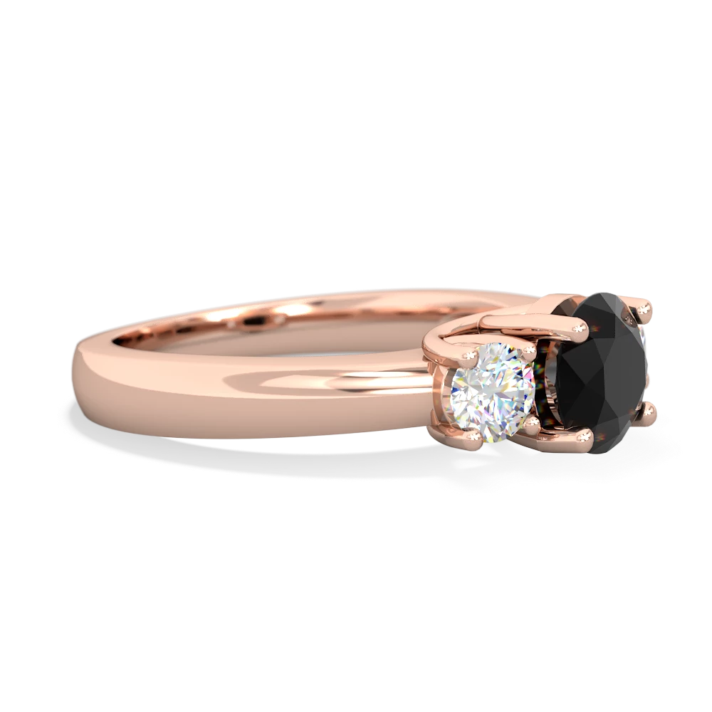 Onyx Diamond Three Stone Round Trellis 14K Rose Gold ring R4018