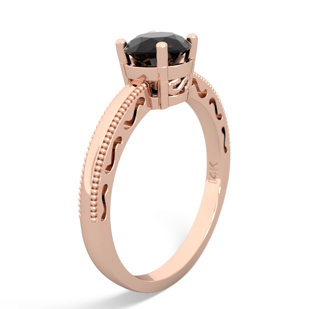 Onyx Milgrain Filigree 14K Rose Gold ring R5090